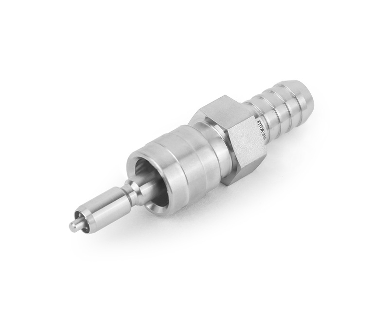 Quick-connect Stem, 316SS,Stem, QC8 Series,  Connection: 1/2 Hose Connector,(SESO) Stem without valve, remains open when uncoupled
