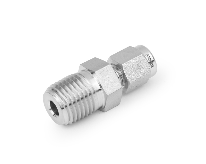 Male Connector, 316SS, 1/8in. Tube OD, 2-Ferrule x 1/4in. (M)NPT