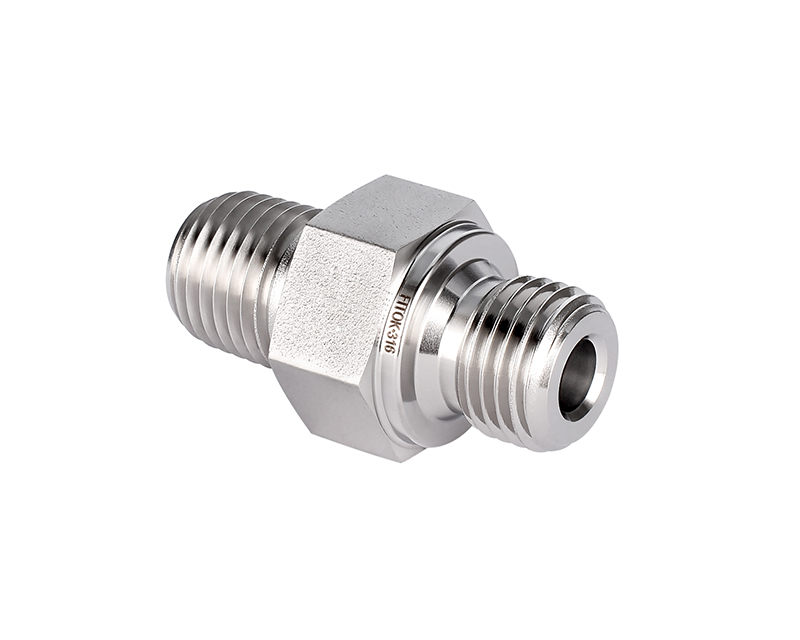 316 SS,Pipe Fitting,Hex Nipple 1/4&quot;Male NPT × 1/4&quot;Male ISO parallel Threads