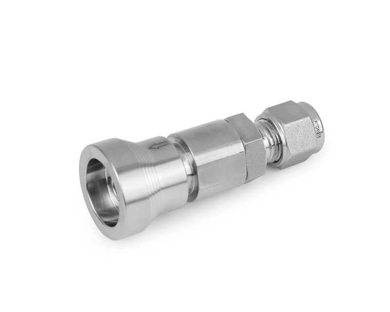 Quick-connect Body, 316SS,Body, QC4 Series, O-ring: FKM, Connection: 1/8in. Tube OD, 2-Ferrule,Body with valve, shuts off when uncoupled