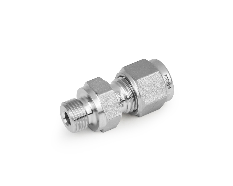 Male Connector, 316SS, 8mm Tube OD, 2-Ferrule x 1/4in. (M)BSPP (ISO Parallel, RS Gasket) 