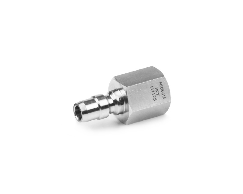 316 SS, QF4 Series Full Flow Quick- Connects, 1/4 Male NPT, Stem without valve, 1.7 Cv