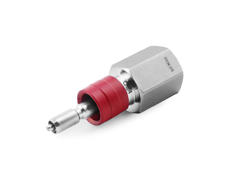 Quick-connect Stem, 316SS,Stem, QC4 Series, O-ring: FKM, Connection: 1/4in. (F)NPT, (DESO) Stem with valve, shuts off when uncoupled