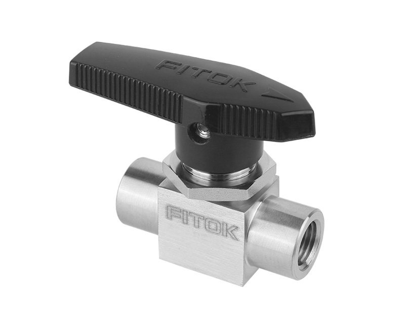 Ball Valve, Body: 316SS, MWP: 3,000psig, Seat: PTFE, Conn.: 1/4in. x 1/4in. (F)NPT, Orifice:4.8mm Cv:0.9, Black Nylon Handle, 2-Way