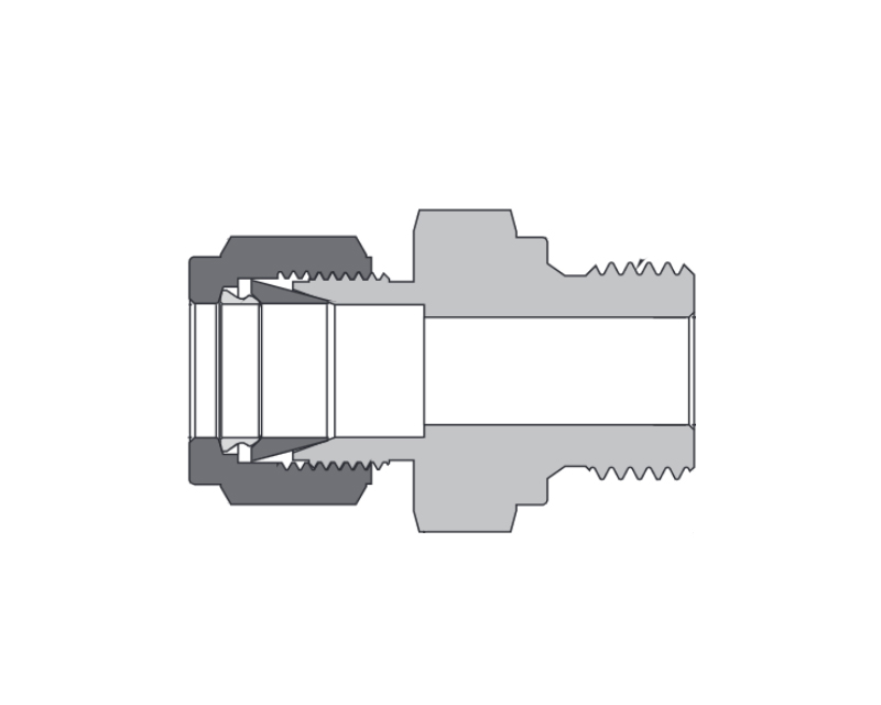 Male Connector, Brass, 12mm Tube OD, 2-Ferrule x 3/8in. (M)BSPP (ISO Parallel, RS Gasket) 