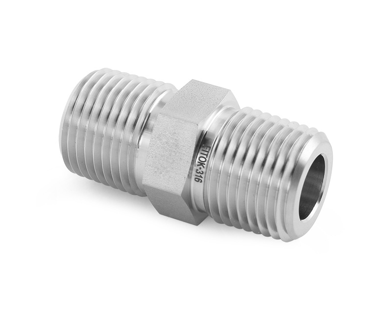 316SS,Pipe Fitting,Hex Nipple 1/4&quot; Male ISO Parallel Thread × 1/4&quot; Male ISO Parallel Thread
