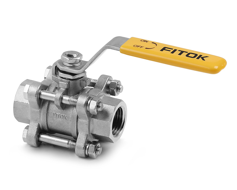 Ball Valve, Body: 316SS/CF8M, MWP: 1,000psig, Seat: PTFE, Conn.: 1in. x 1in. (F)NPT, Orifice:25mm, Cv:93, SS Lever Handle, 3-Piece Bolted Body