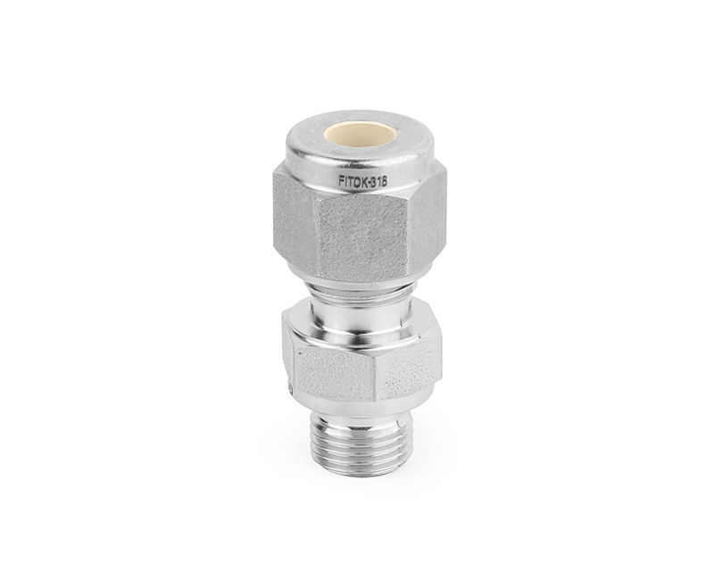 Male Connector, 316SS, 1/2in. Tube OD, 2-Ferrule x 1/2in. (M)BSPP (ISO Parallel, RP Gasket)