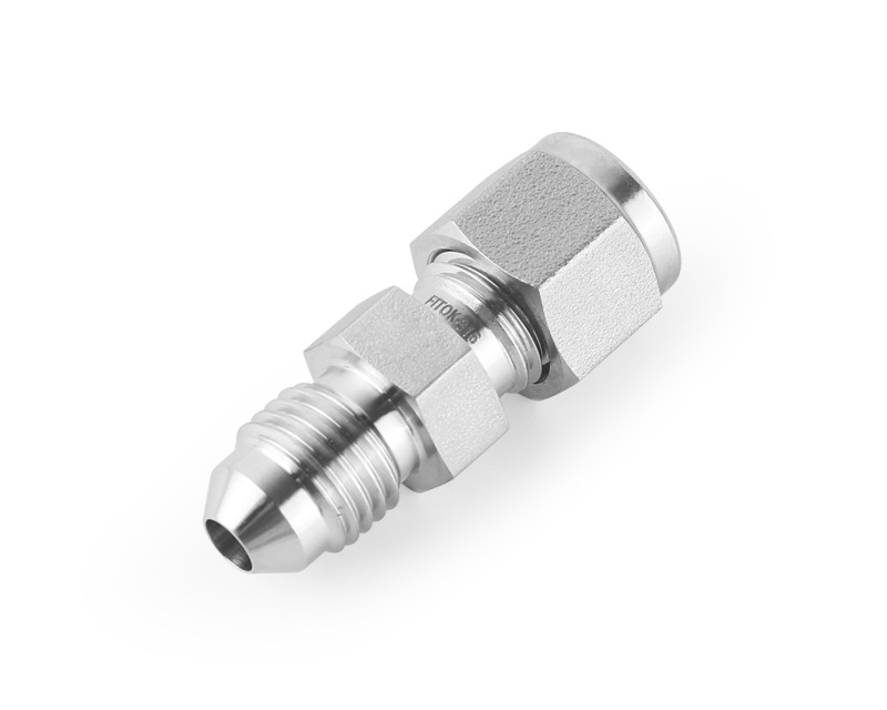 Male Connector, 316SS, 1/8in. Tube OD, 2-Ferrule x 1/4in. Male JIC (AN4: 7/16-20)37º Flare