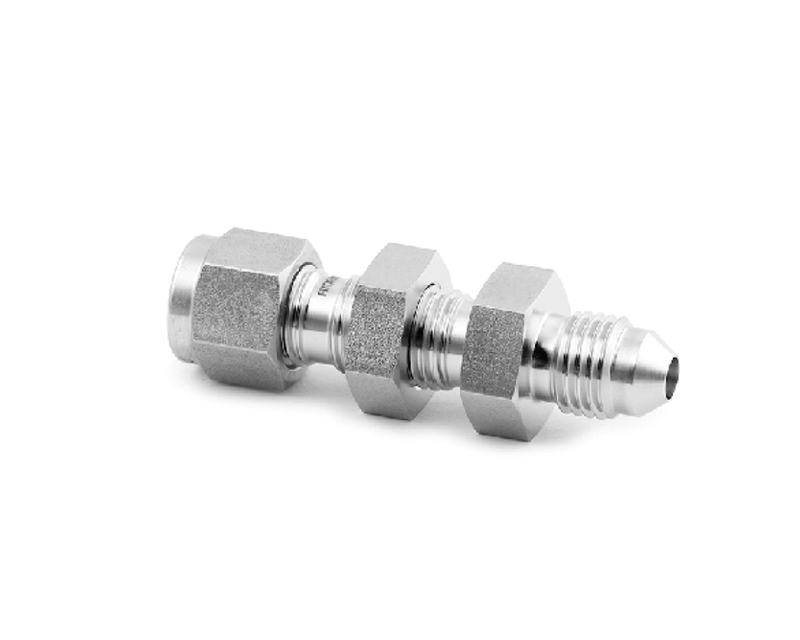 Bulkhead Male Connector, 316SS, 3/8in. Tube OD, 2-Ferrule x 3/8in. Tube OD (AN)