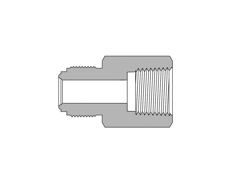 316 SS Metal Gasket Face Seal Fittings, Female Connector, 1/4" FR Body x 1/8 Female NPT