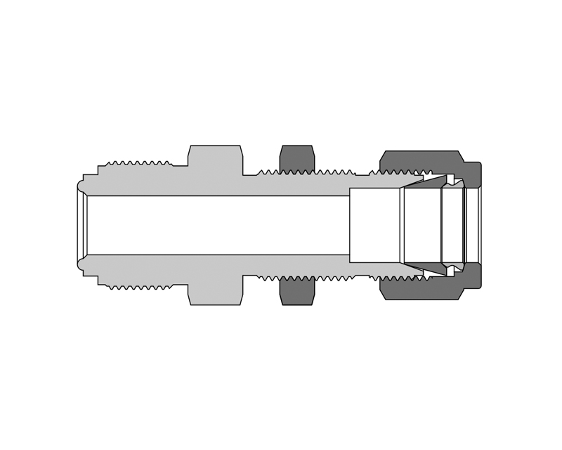 316 SS Metal Gasket Face Seal Fittings, 1/2&quot; FR Body x 3/8&quot; Tube Fitting 1.88&quot; Long