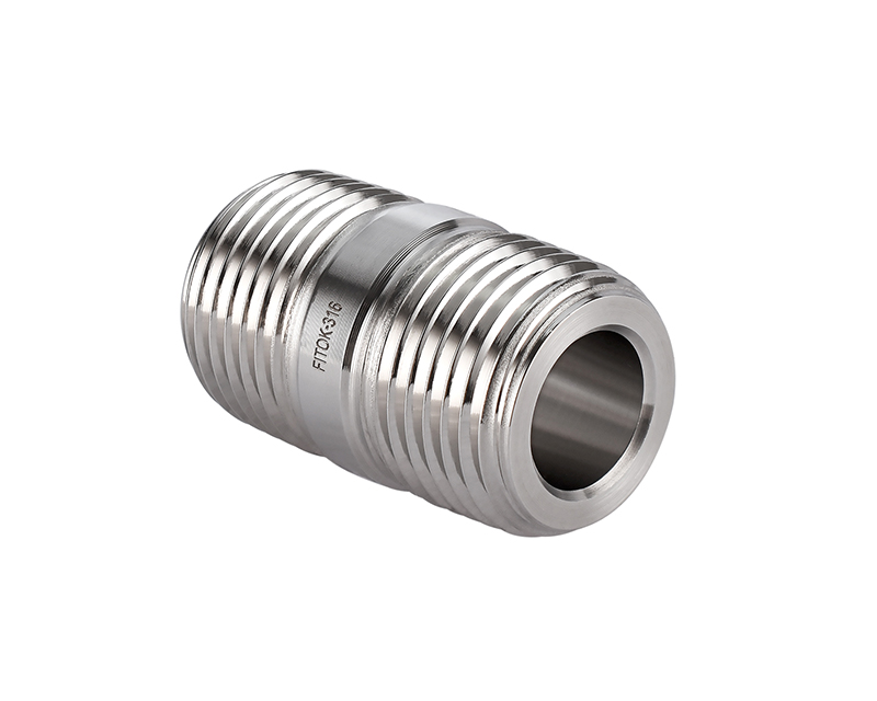 316 SS, Pipe Fitting, Close Nipple, 3/8&quot; Male ISO Tapered Pipe Thread (RT)
