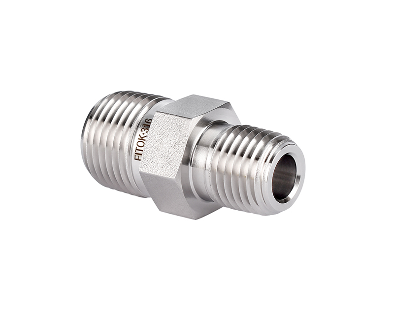 316 SS,Pipe Fitting, Hex Nipple,3/8"Male NPT × 1/16"Male NPT