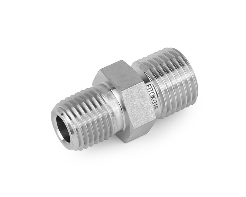 316 SS Pipe Fitting,Hex Nipple 3/8" Male NPT × M14X1.5 Male Metric Thread 