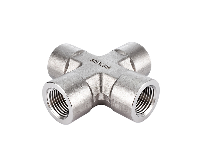 Female Cross, 316SS, 3/8in. x 3/8in. x 3/8in. x 3/8in. (F)NPT