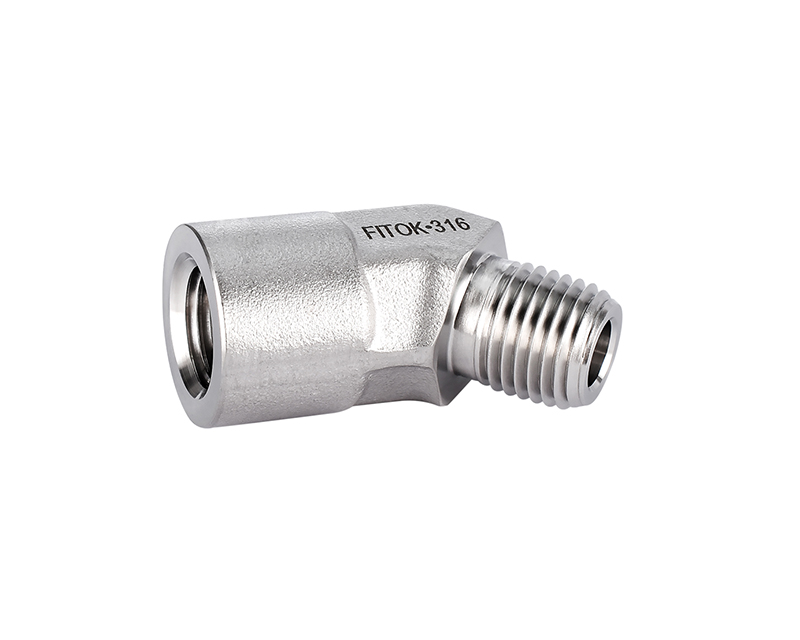 316 SS Pipe Fitting, 45° Street Elbow, 1/8" Female NPT ×  1/8" Male NPT