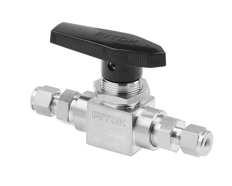 Ball Valve, Body: 316SS, MWP: 1,500psig, Seat: PTFE,  Conn.: 1/2in. x 1/2in. Tube OD, 2-Ferrule, Orifice:4.8mm, Cv:1.0, Black Nylon Handle