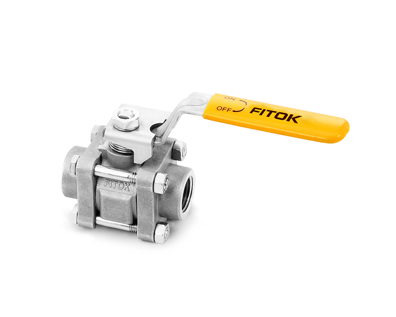 Ball Valve, Body: 316SS/CF8M, MWP: 1,500psig, Seat: PTFE, Conn.: 1/4in. x 1/4in. (F)NPT, Orifice:7.1mm, Cv:3.8, SS Lever Handle, 3-Piece Bolted Body