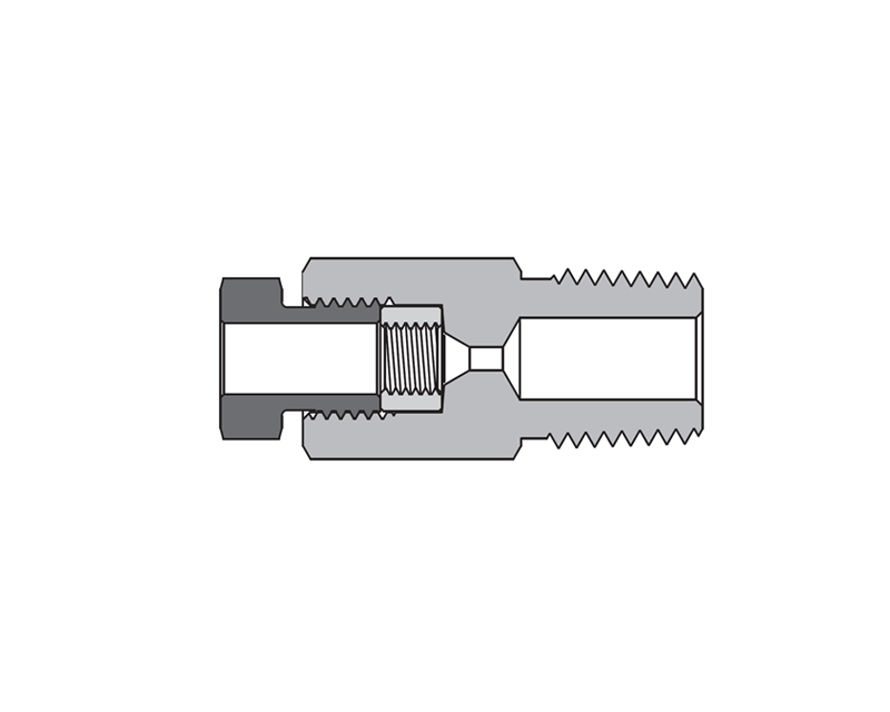 316 SS, FITOK AMH Series Adapter Fitting, Female to Male, 1/4&quot; Female 20M Series Medium Pressure Coned and Threaded Connection × 1/4 Male NPT