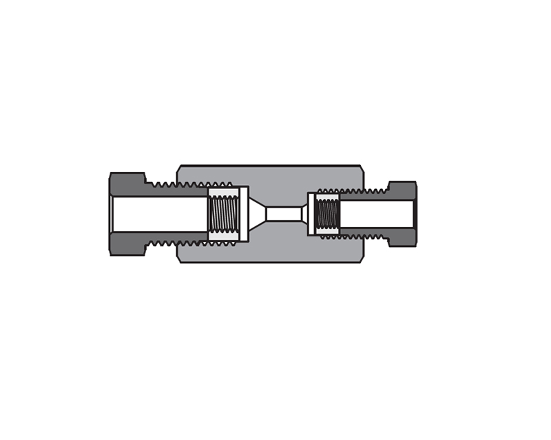 316 SS, FITOK 20M Series Medium Pressure Fitting, Coned and Threaded Connection, Reducing Union, 1&quot; O.D. × 1/4&quot; O.D.