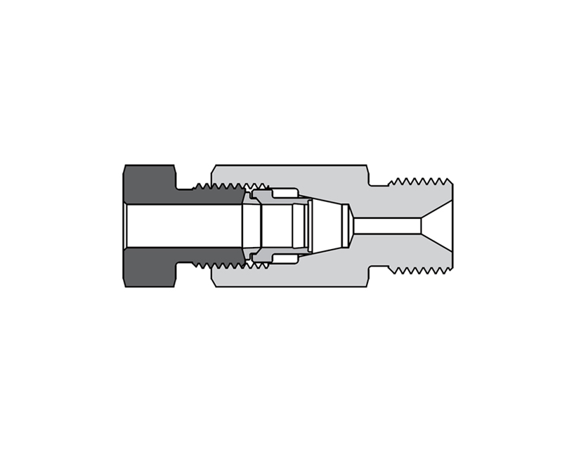 316 SS, FITOK AMH Series Adapter Fitting, Female to Male, 1/4" Female 20D Series Medium Pressure Tube Fitting × 9/16-18 Male Type"M"