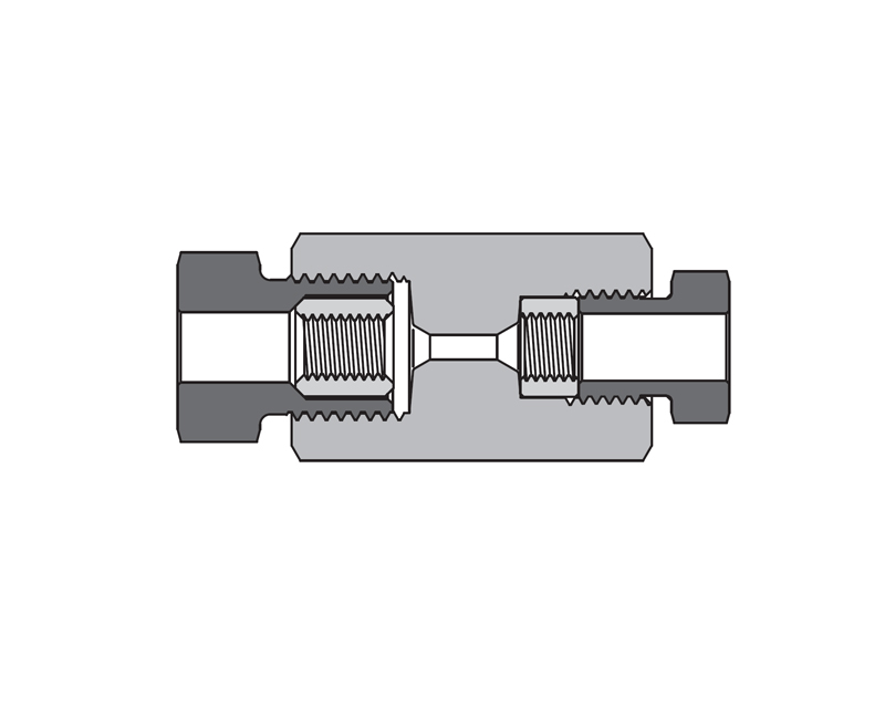 316 SS, FITOK AMH Series Adapter Fitting, Female to Female, 1/4&quot; Female 60 Series High Pressure × 3/8&quot; Female 20M Series Medium Pressure, Coned and Threaded Connection