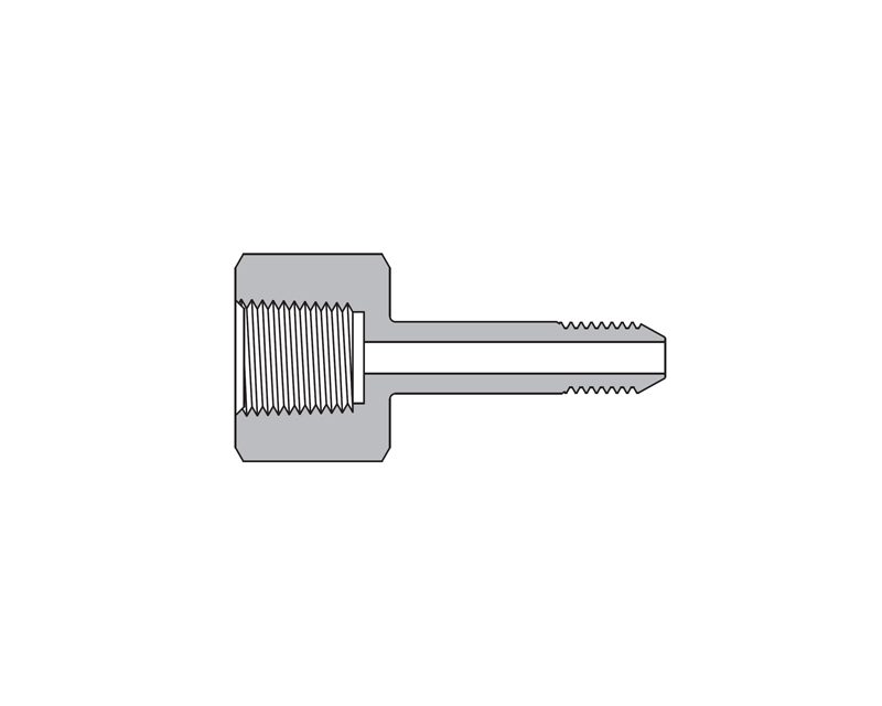 316 SS, FITOK AMH Series Adapter Fitting, Female to Male, 3/8&quot; Female NPT × 9/16&quot; T20M Series Medium Pressure Coned and Threaded Nipple