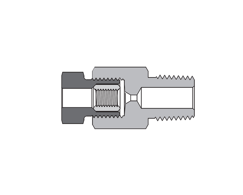 316 SS, FITOK AMH Series Adapter Fitting, Female to Male, 3/8&quot; Female 60 Series High Pressure Coned and Threaded × 1/2 Male NPT