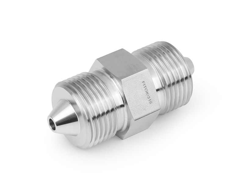 316 SS, FITOK AMH Series Adapter Fitting, Male to Male, 9/16" × 9/16" Male 60 Series High Pressure Coned and Threaded Connection