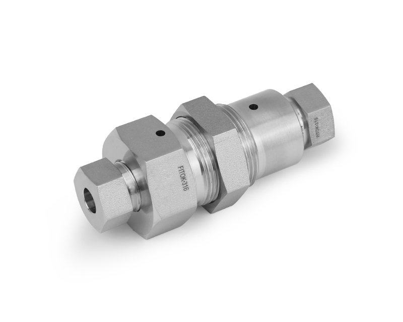 316 SS, FITOK 60 Series High Pressure Fitting, Coned and Threaded Connection, Bulkhead Union, 3/8" O.D.