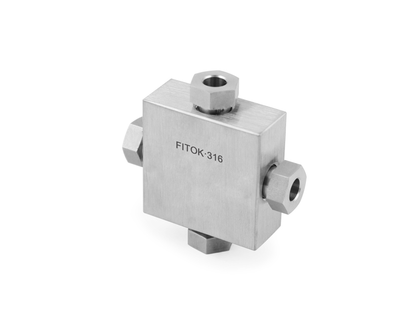 316 SS, FITOK 20M Series Medium Pressure Fitting, Coned and Threaded Connection, Union Cross, 1&quot; O.D.