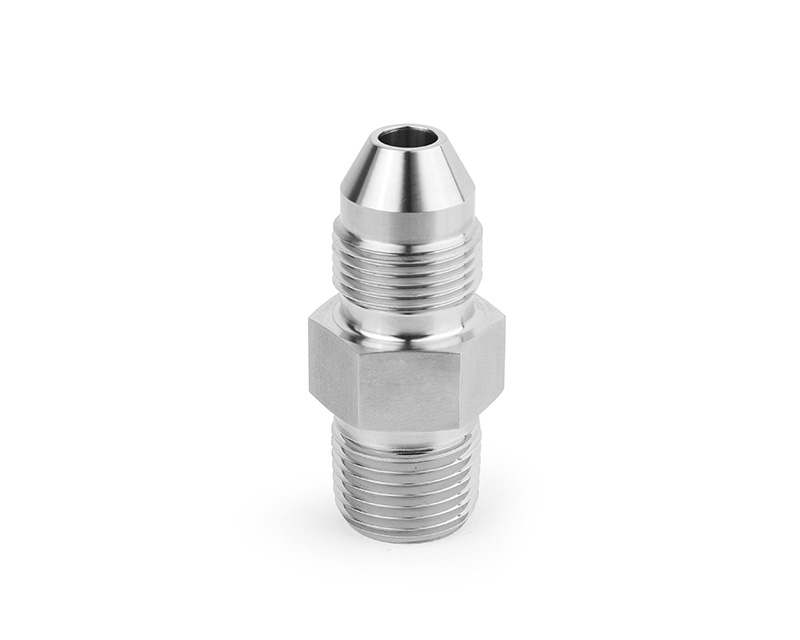 316 SS, FITOK AMH Series Adapter Fitting, Male to Male, 3/4&quot; Male 20M Series Medium Pressure Coned and Threaded Connection × 3/8 Male NPT