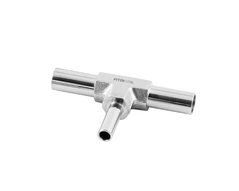 316L SS, FITOK L Series Long Arm Tube Butt Weld Fitting, Reducing Tee, 3/4&quot; x 1/4&quot; O.D., FITOK FC-03 Ultra High Purity Cleaning and Packaging