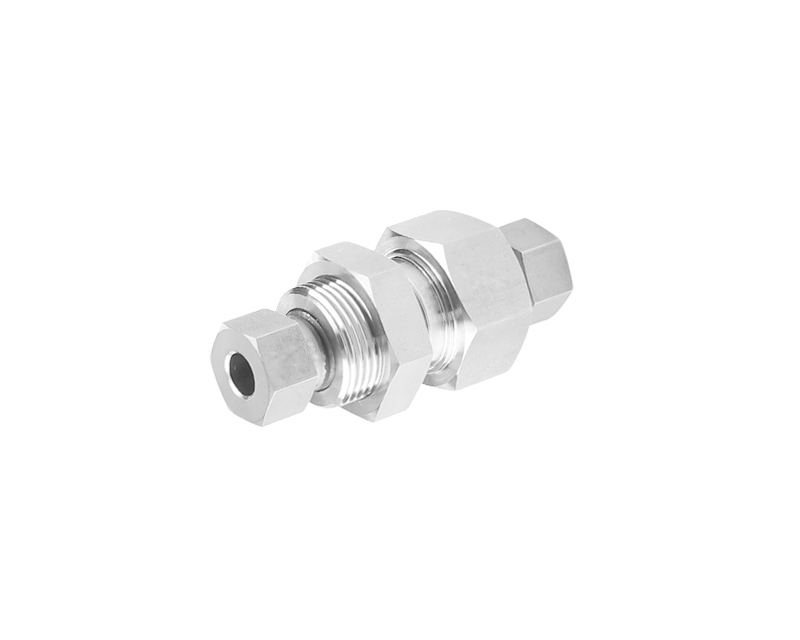 316 SS, FITOK 20D Series Medium Pressure Tube Fitting, Bulkhead Union, 1/4&quot; O.D.