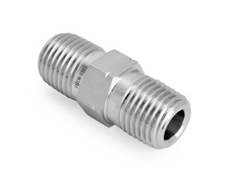 [SS-PHN-NS4-RT4] 316 SS,Pipe Fitting,Hex Nipple 1/4&quot;Male NPT × 1/4&quot;Male ISO Tapered Thread