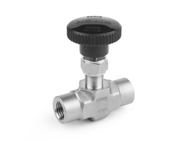 [NGSS-FNS4-8] Needle Valve, Body: 316SS, MWP: 3,000psig, Packing: PTFE, Conn.: 1/4in. x 1/4in. (F)NPT, Orifice:6.4mm, Cv:0.7, Black Knob Handle
