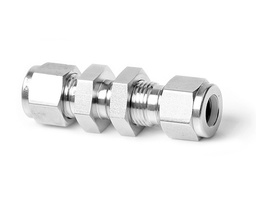 [SS-BU-FL4] Bulkhead Union, 316SS, 1/4in. x 1/4in. Tube OD, 2-Ferrule, Bulkhead