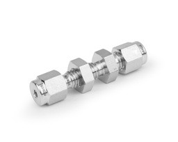 [SS-BU-FL2] Bulkhead Union, 316SS, 1/8in. x 1/8in. Tube OD, 2-Ferrule, Bulkhead