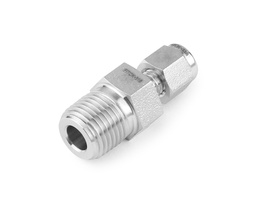 [SS-TCM-ML3-NS4] Thermocouple Connector, 316SS, 3mm Tube OD, 2-Ferrule x 1/4in. NPT Male