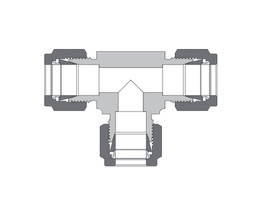 [B-TTT-FL4] Union Tee, Brass, 1/4in. x 1/4in. x 1/4in. Tube OD, 2-Ferrule