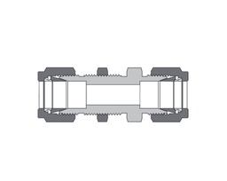 [B-BU-ML12] Bulkhead Union, Brass, 12mm x 12mm Tube OD, 2-Ferrule, Bulkhead