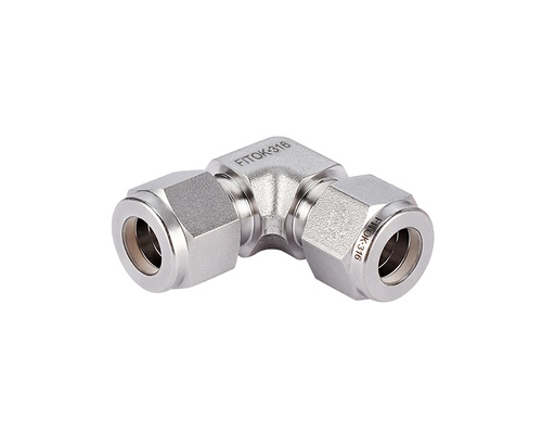 [SS-LU-FL3] Union Elbow, 316SS, 3/16in. x 3/16in. Tube OD, 2-Ferrule, 90Deg. 