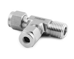 [SS-TMT-ML12-NS4] Male Run Tee, 316SS, 12mm x 12mmTube OD, 2-Ferrule x Run 1/4in. (M)NPT