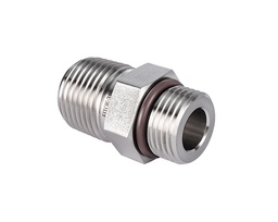[SS-PHN-NS4-ST7] 316 SS Pipe Fitting,Hex Nipple 1/4&quot; Male NPT × 7/16-20 Male SAE/MS