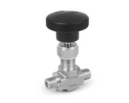 [NGSS-NS8-8] Needle Valve, Body: 316SS, MWP: 3,000psig, Packing: PTFE, Conn.: 1/2in. x 1/2in. (M)NPT, Orifice:6.4mm, Cv:0.7, Black Knob Handle