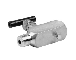 [GVSS-NS8-FNS8-C] Gauge Valve, Body: 316SS, MWP: 6,000psig, Packing Material: PTFE, Inlet: 1/2in. (M)NPT, Outlets: 3Ports x 1/2in. Femal NPT with Plug &amp; Bleed Valve on Side Ports, Anodized Aluminum T-bar Handle, Body Style: Miniature Type