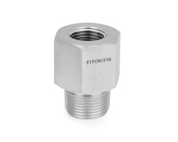 [SS-HPA-FNS8-NS6] 316 SS, FITOK PMH Series High Pressure Pipe Fitting, Adapter, 1/2 Female NPT × 3/8 Male NPT